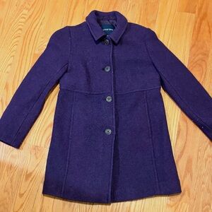 Lands' End Women's Purple Wool Pea Coat